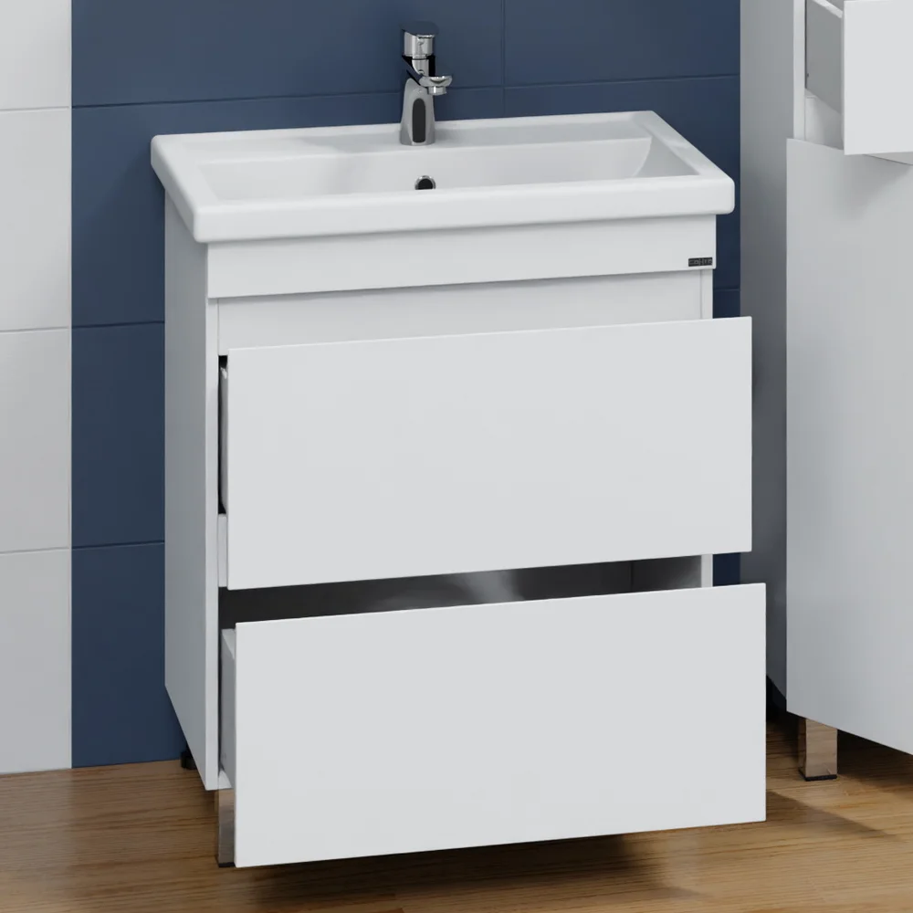 Тумба под раковину Санта Марс 70 напольная, с 2 ящиками, цвет белый - фото 1