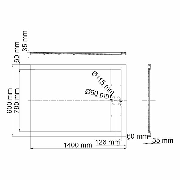 Поддон для душа WasserKRAFT Rhin 44T36 140x90, искусственный камень, цвет белый - фото 1