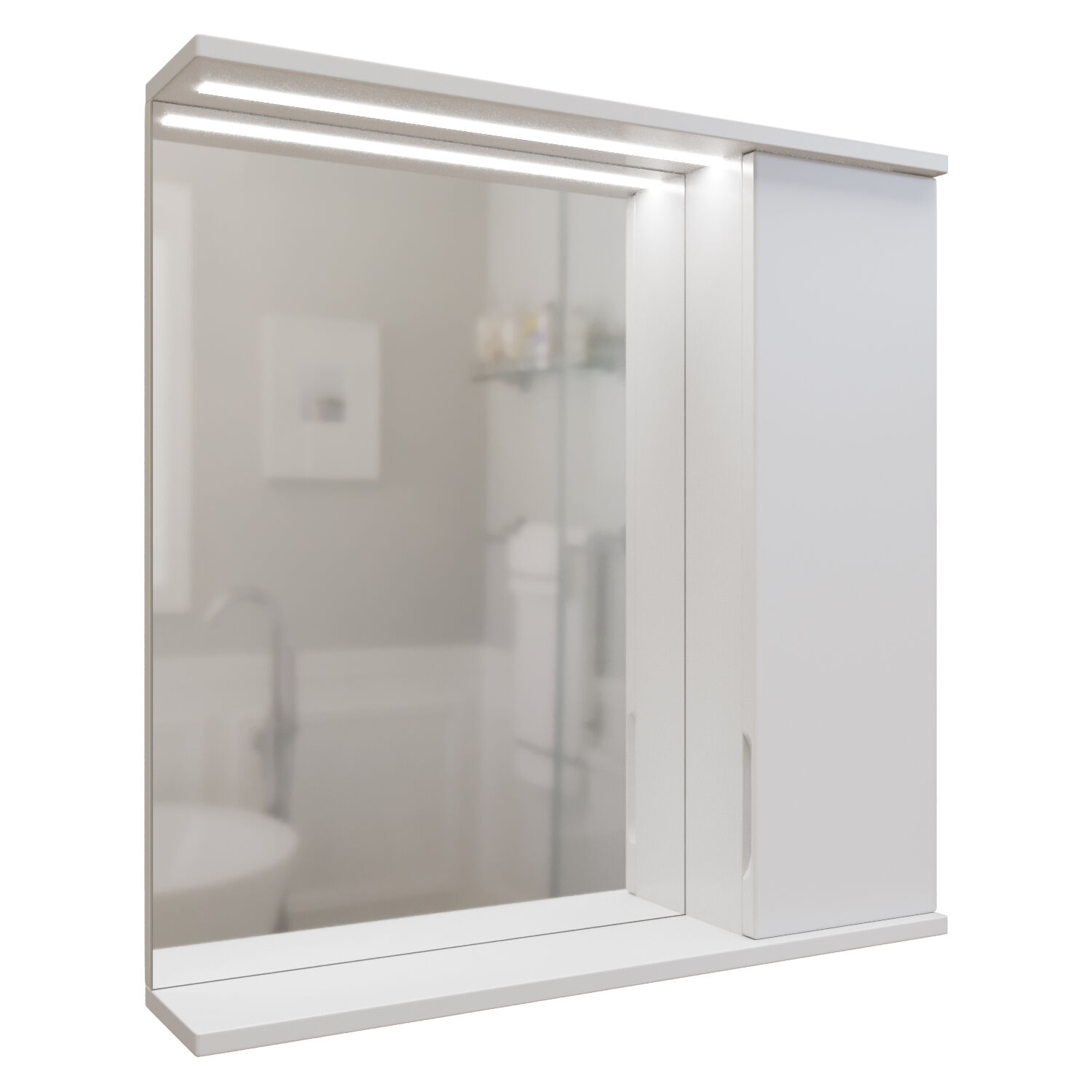 Шкаф-зеркало Mixline Лайн 70, правый, с подсветкой, цвет белый - фото 1