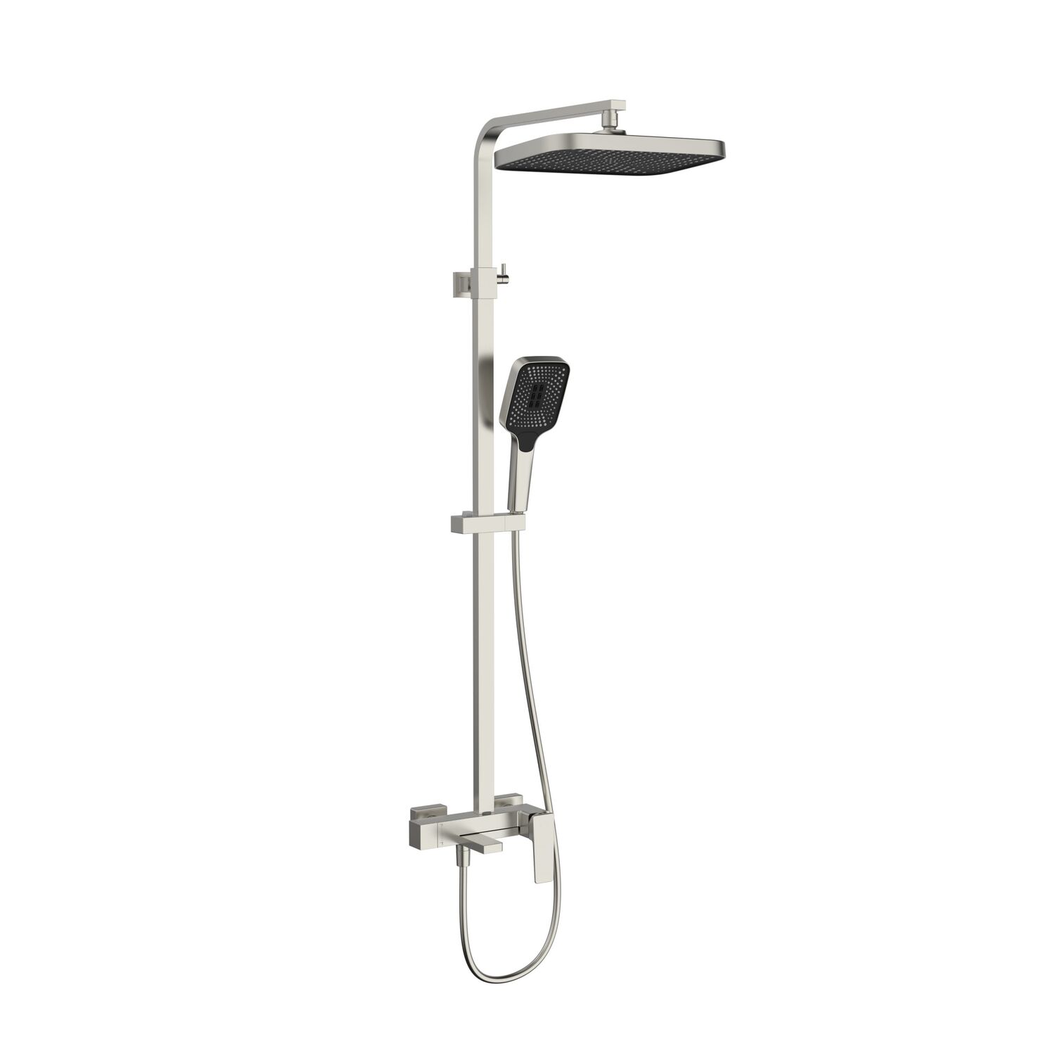 Душевая стойка Vincea Cube VSFS-4C12BN, с верхним душем, смесителем, цвет брашированный никель