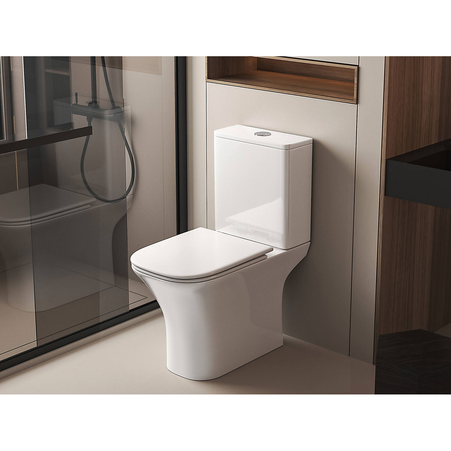 Унитаз Акватек Optima T Square Tornado AQ4421-00 напольный, безободковый, смыв Торнадо, с сиденьем микролифт, цвет белый - фото 1