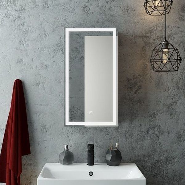 Шкаф-зеркало Art & Max Techno Nero 35, правый, с подсветкой и диммером, цвет черный
