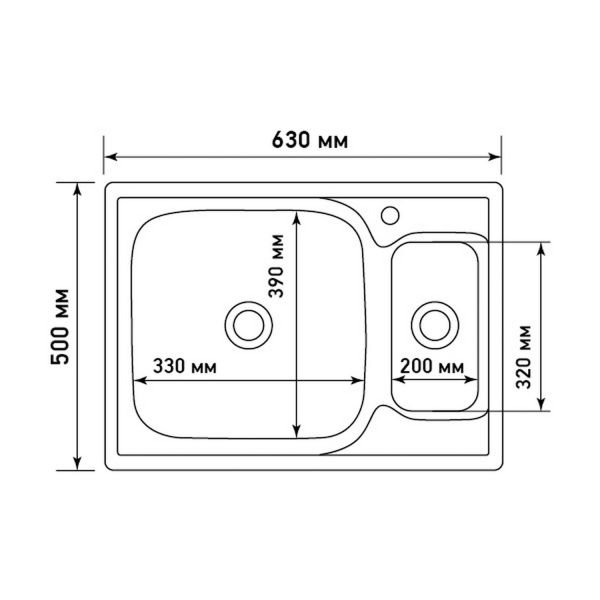 Кухонная мойка Mixline 538196 63x50, 2 чаши, цвет хром