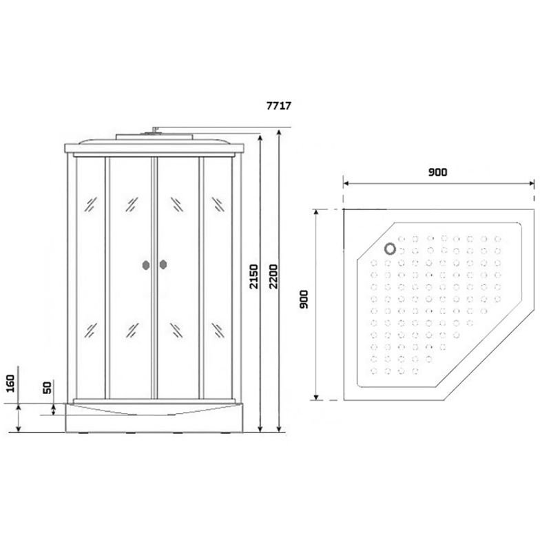 Душевая кабина Niagara Luxe NG-7717W 100x100, стекло прозрачное, профиль серебро, с крышей, с гидромассажем, с пультом управления - фото 1