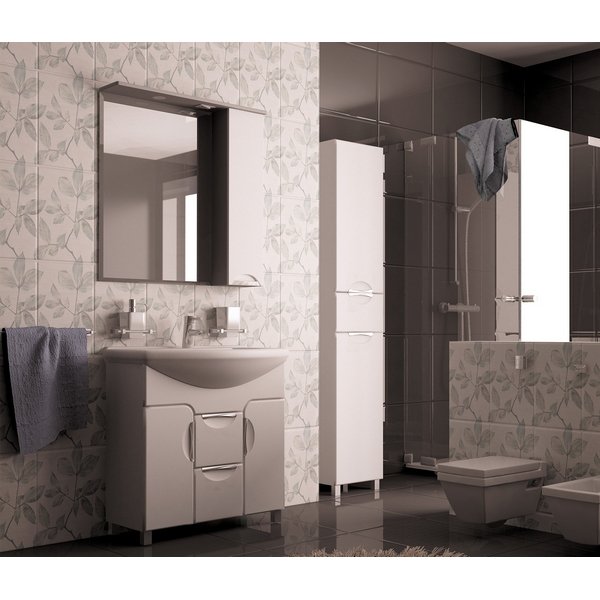 Шкаф-зеркало Mixline Кассиопея 75x82, с подсветкой, левый, цвет белый - фото 1