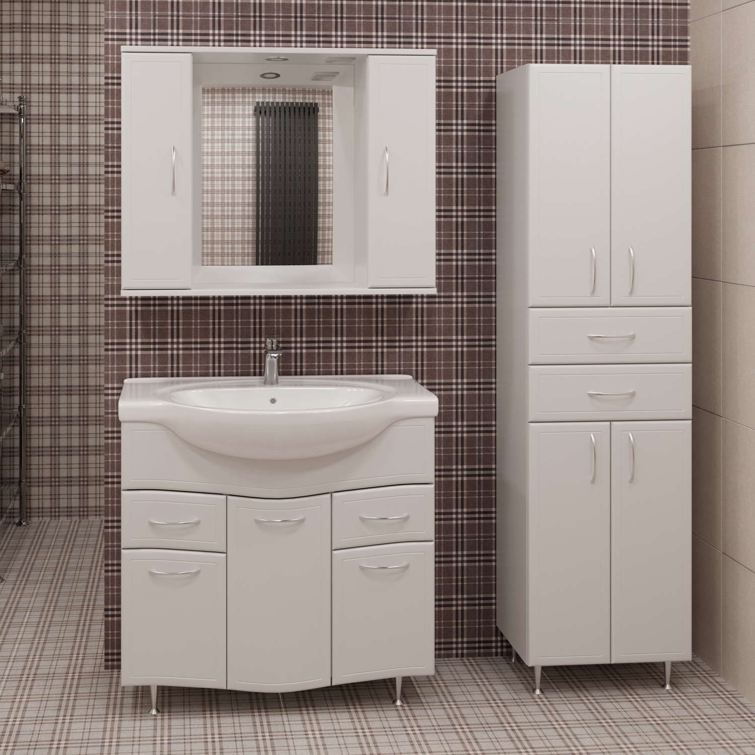 Мебель для ванной Stella Polar Концепт 80, 2 ящика, напольная, цвет белый