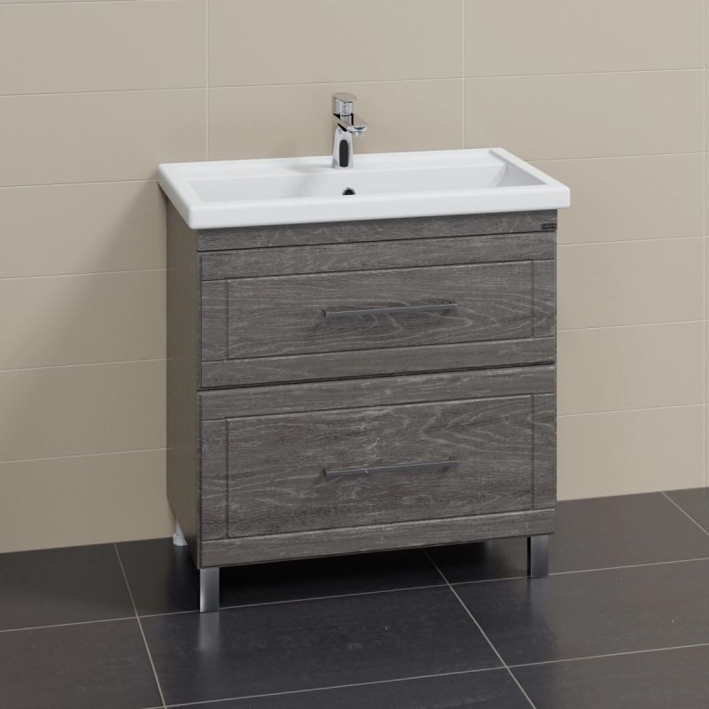 Тумба под раковину Санта Венера 80 напольная, цвет дуб шале графит