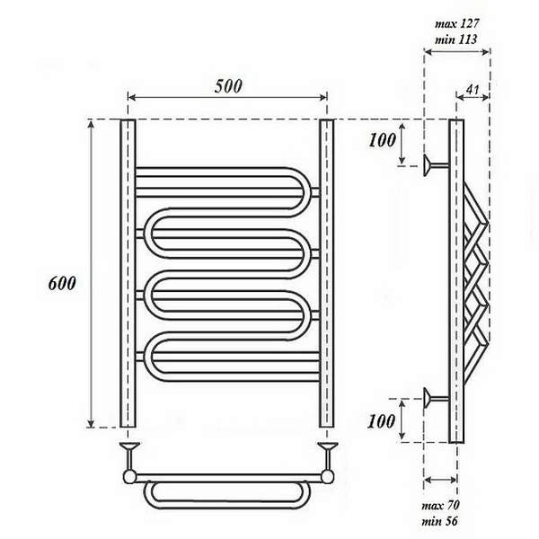 Полотенцесушитель Point П5 50x60 электрический, цвет хром - фото 1