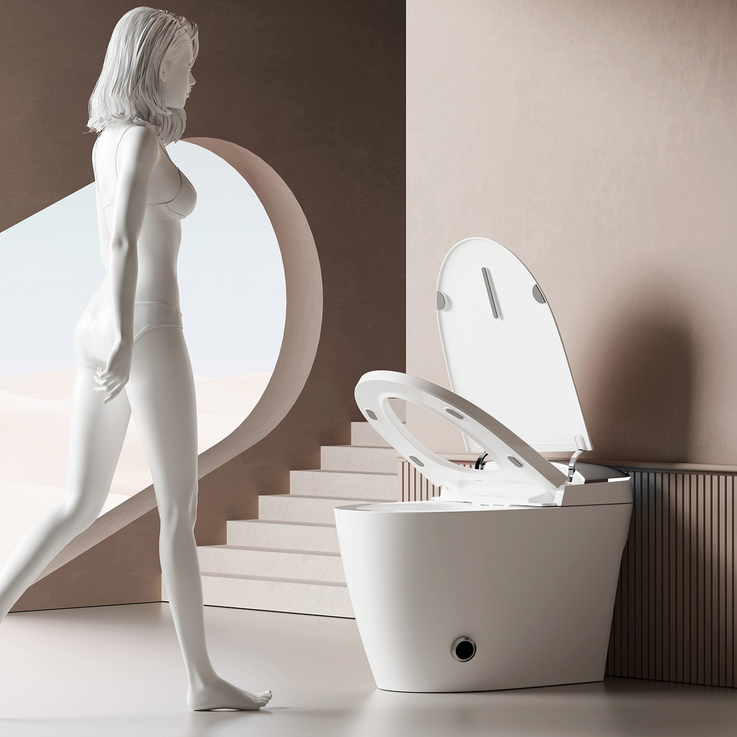Унитаз CeruttiSPA Ersilia Smart CT10616 приставной, с импульсным смывом, с сиденьем микролифт, цвет белый - фото 1