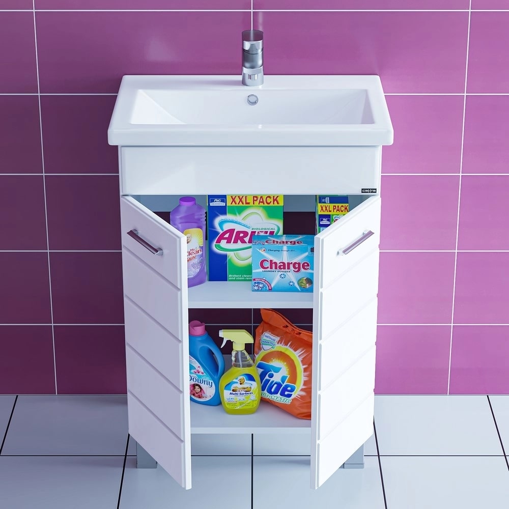 Тумба под раковину Санта Омега 60 напольная, с дверцами, цвет белый - фото 1