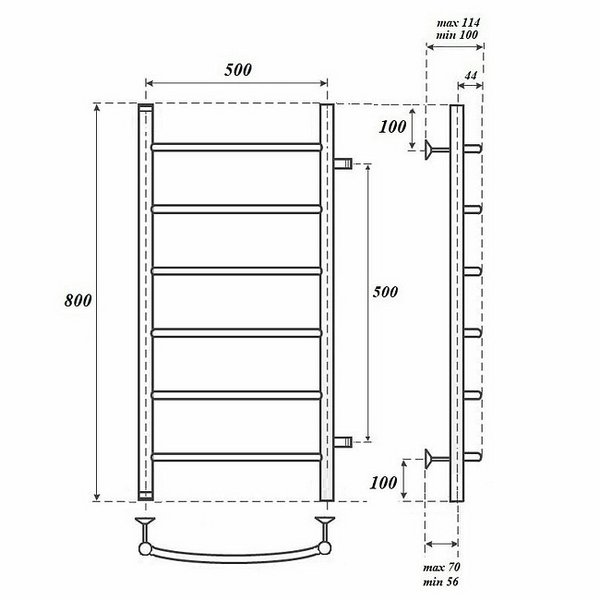 Полотенцесушитель Point П6 50x80 водяной, межосевое расстояние 50 см, цвет хром - фото 1