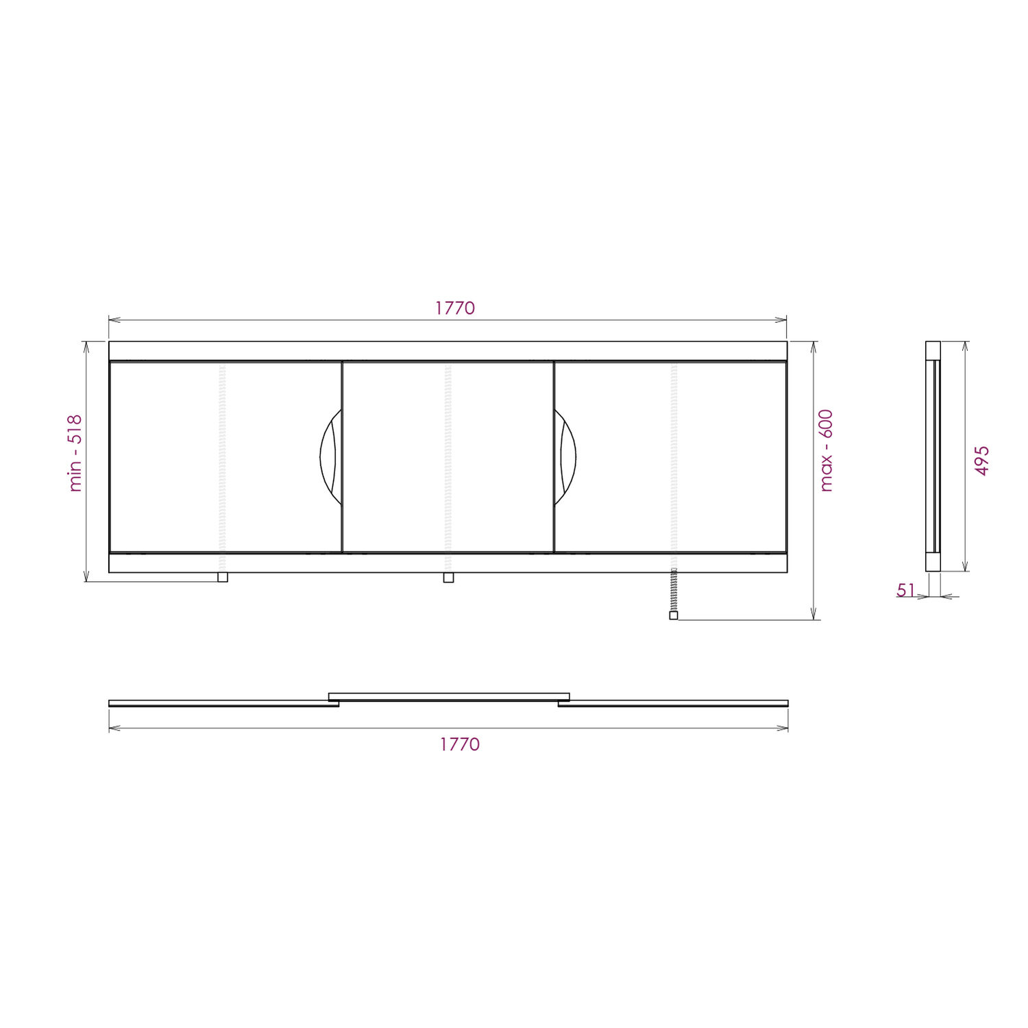 Экран для ванны Оника Лагуна Эконом 180, цвет белый - фото 1