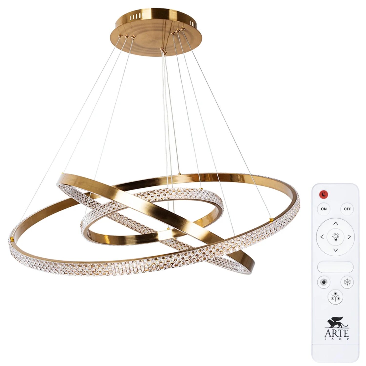 Подвесная люстра Arte Lamp Orione A2182SP-160PB, арматура латунь, плафон пластик прозрачный