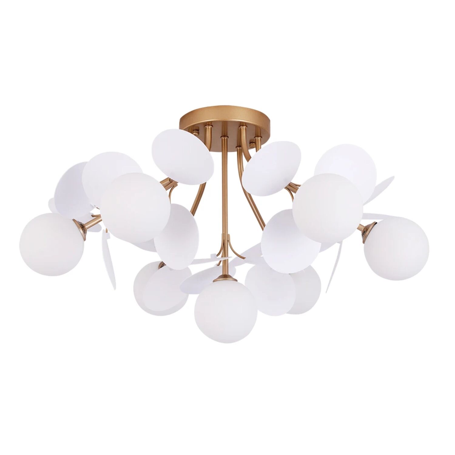 Потолочная люстра Arte Lamp Peacock A1369PL-7SG, арматура матовое золото, плафон стекло белое