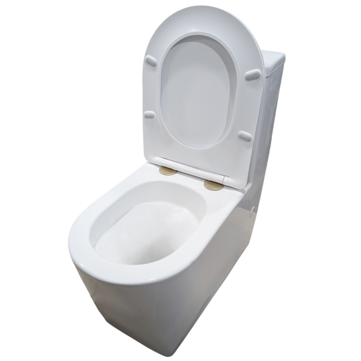 Унитаз-моноблок Joki Royal T Gold JK86472105GOLD напольный, безободковый, смыв Торнадо, с сиденьем микролифт, цвет белый / золото