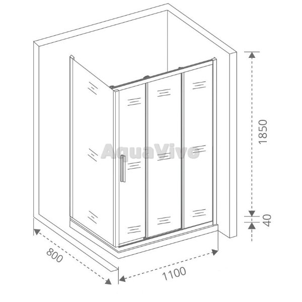 Душевой уголок Good Door Orion WTW+SP-G-CH 110x80, стекло грейп, профиль хром - фото 1