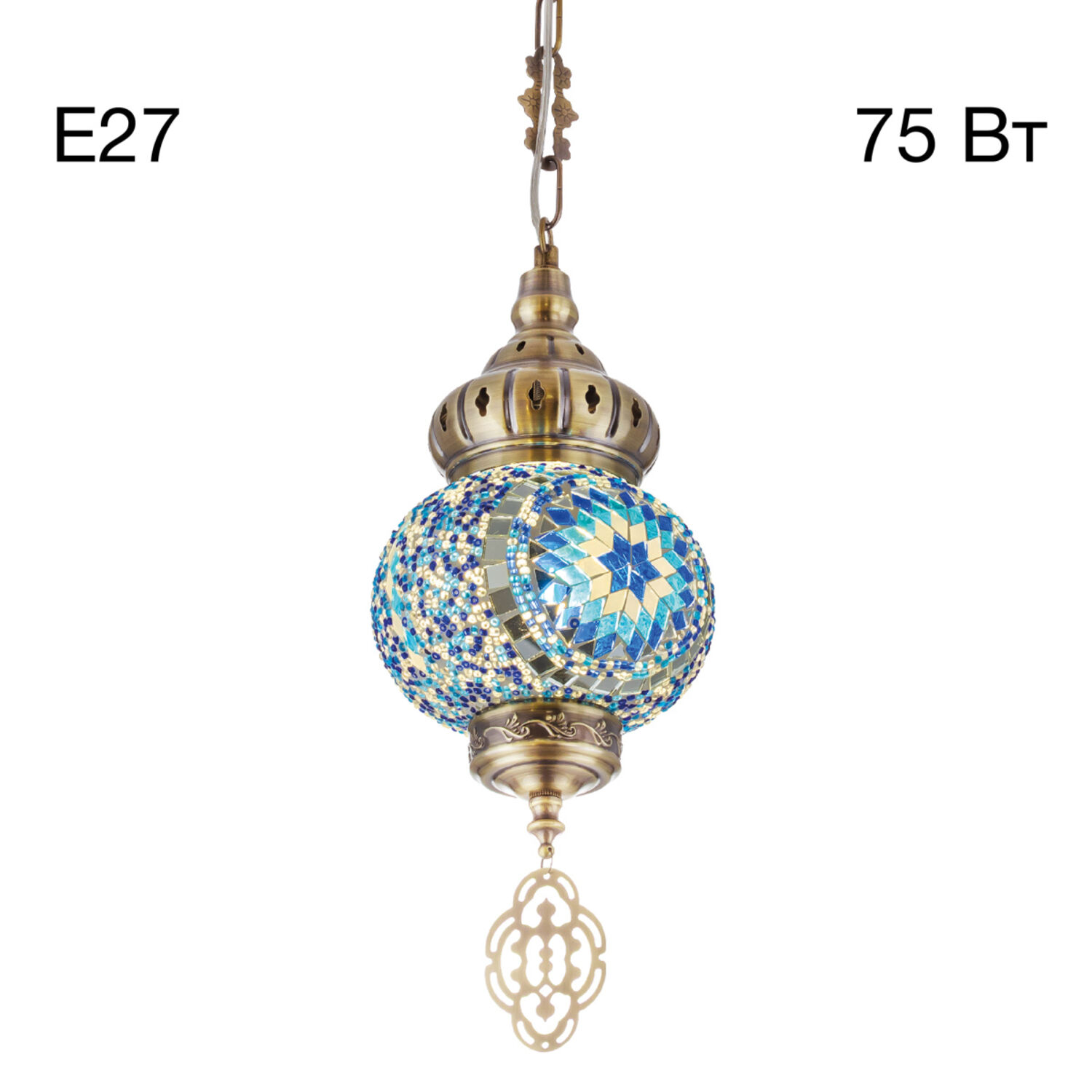 Подвесной светильник Citilux Каир CL419116, арматура бронза, плафоны стекло синее