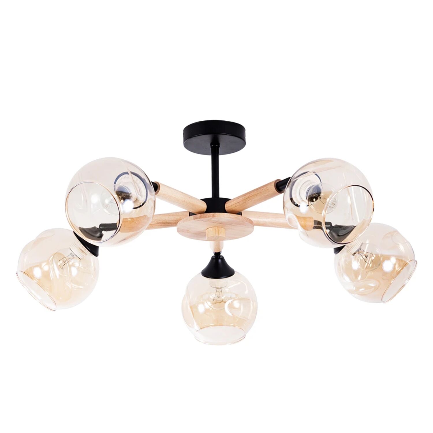 Потолочная люстра Arte Lamp Branson A4370PL-5BR, арматура коричневая, плафон стекло янтарное