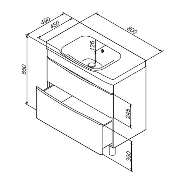 Тумба под раковину AM.PM Like 80 напольная, цвет белый глянец - фото 1