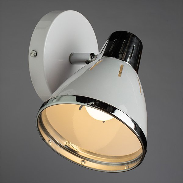 Спот Arte Lamp Marted A2215AP-1WH, арматура хром / белая, плафон металл белый / хром, 14х21 см