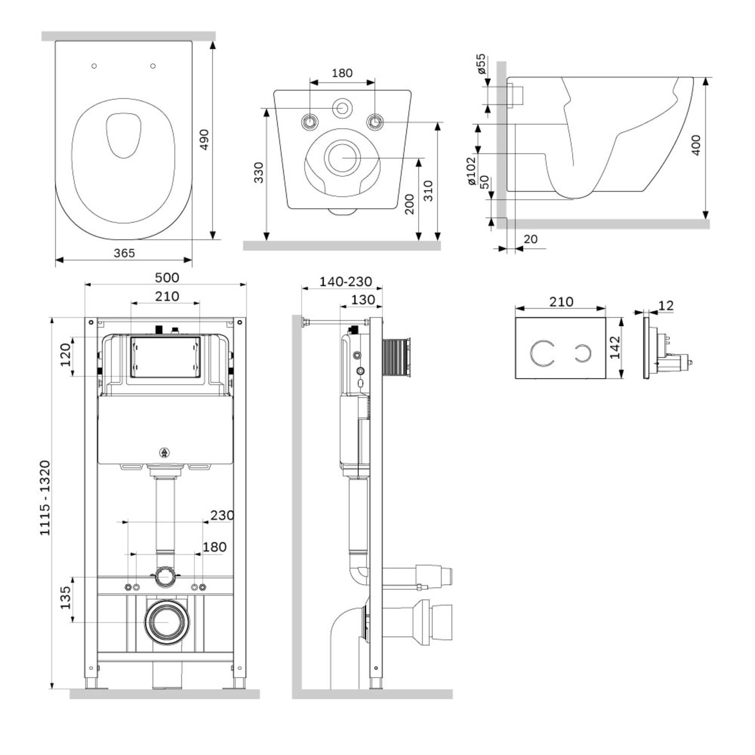 Комплект AM.PM IS450B38.601900: Инсталляция Pro + Кнопка Touchless Pro стекло черное + Унитаз Libre Aquaspin C601900SC белый - фото 1