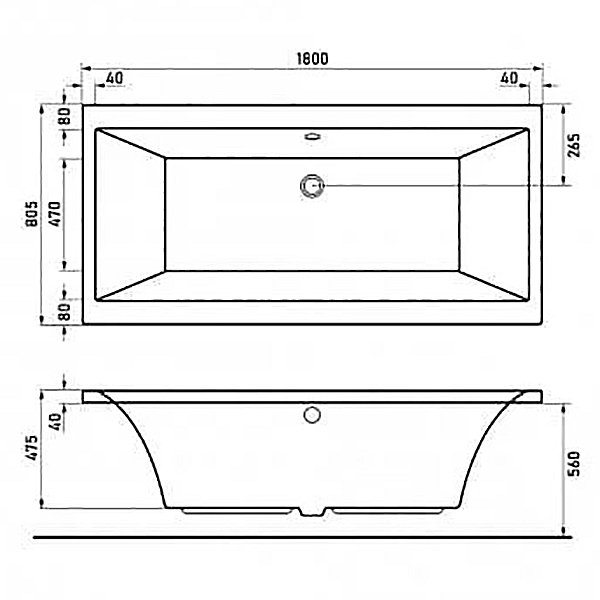 Ванна Berges Tari 180x80 акриловая, цвет белый