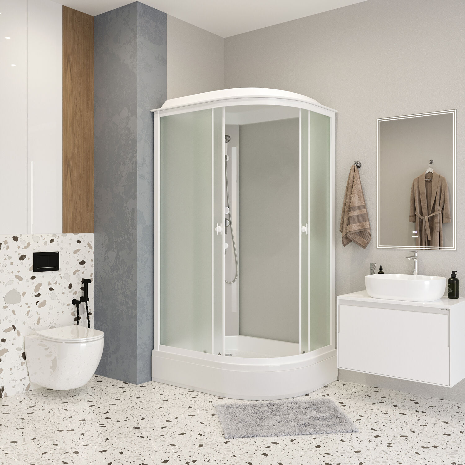 Душевая кабина Niagara Promo P100/70/26L/MT 100х70, левая, стекло матовое, профиль белый, с крышей 