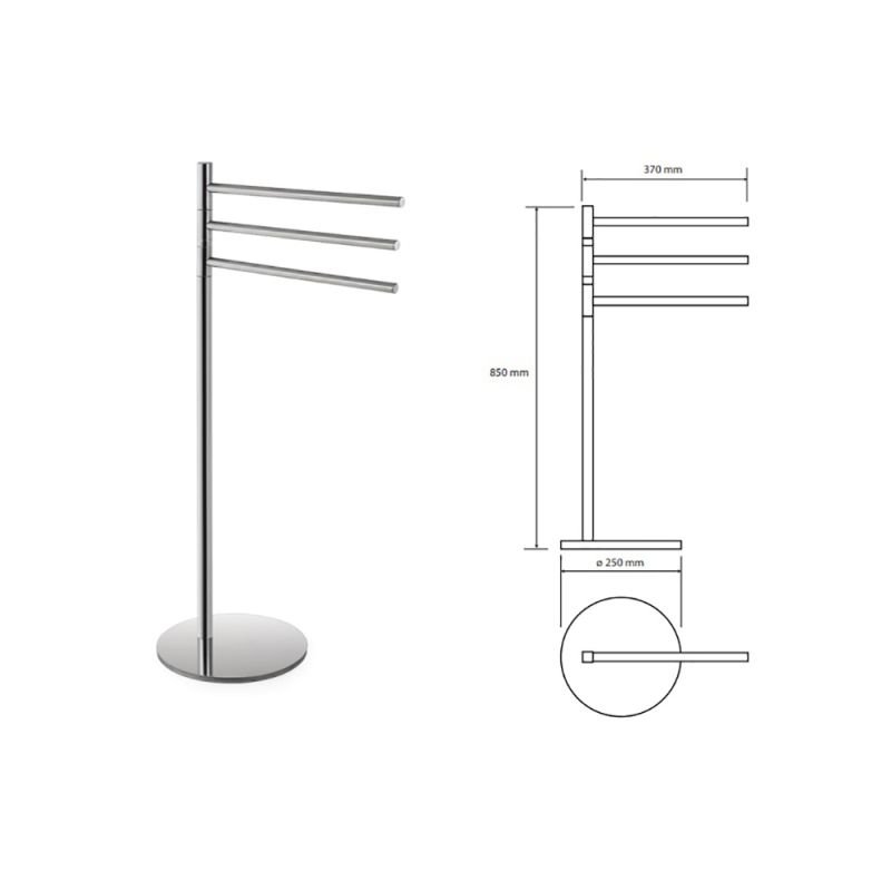 Bemeta Omega 104836032 Стойка с тройным поворотным держателем для полотенец