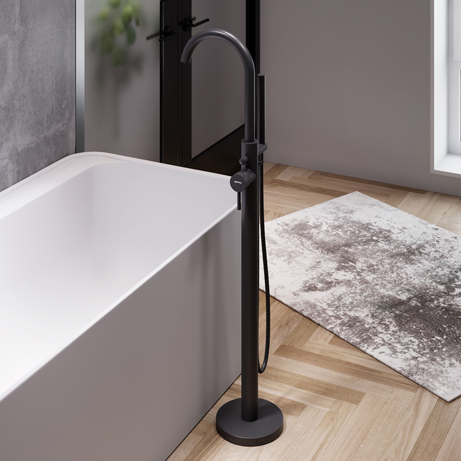 Смеситель Damixa Scandinavian Pure 365000300 для ванны с душем, напольный, цвет черный - фото 1