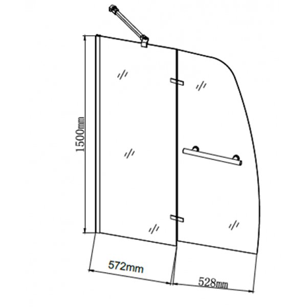 Шторка для ванны Grossman GR-102/2 110x150, с полотенцедержателем, стекло прозрачное, профиль хром - фото 1