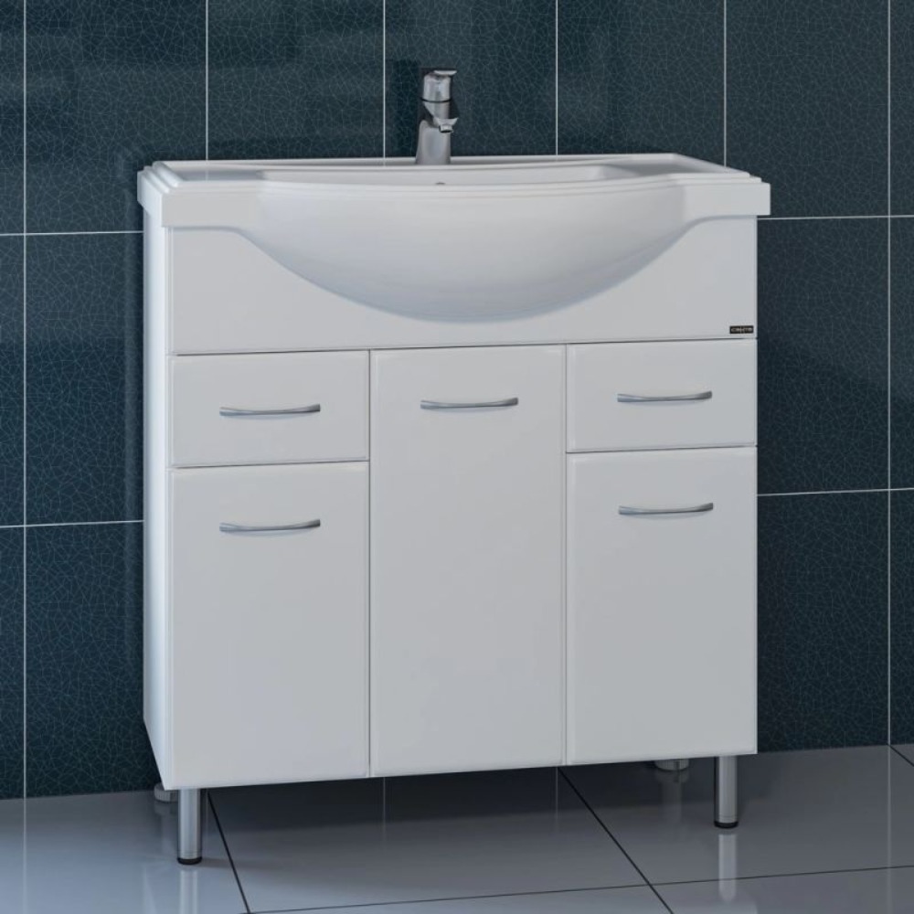 Тумба под раковину Санта Эльбрус 80 напольная, цвет белый