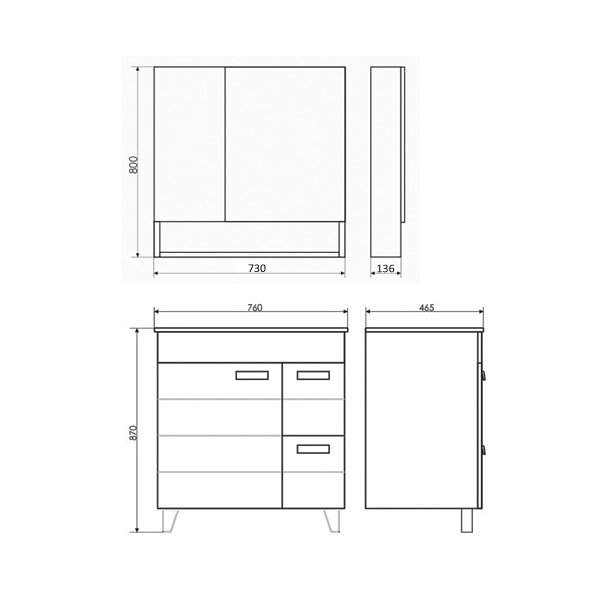 Мебель для ванной Comforty Клеон 75 Н, цвет белый / дуб дымчатый