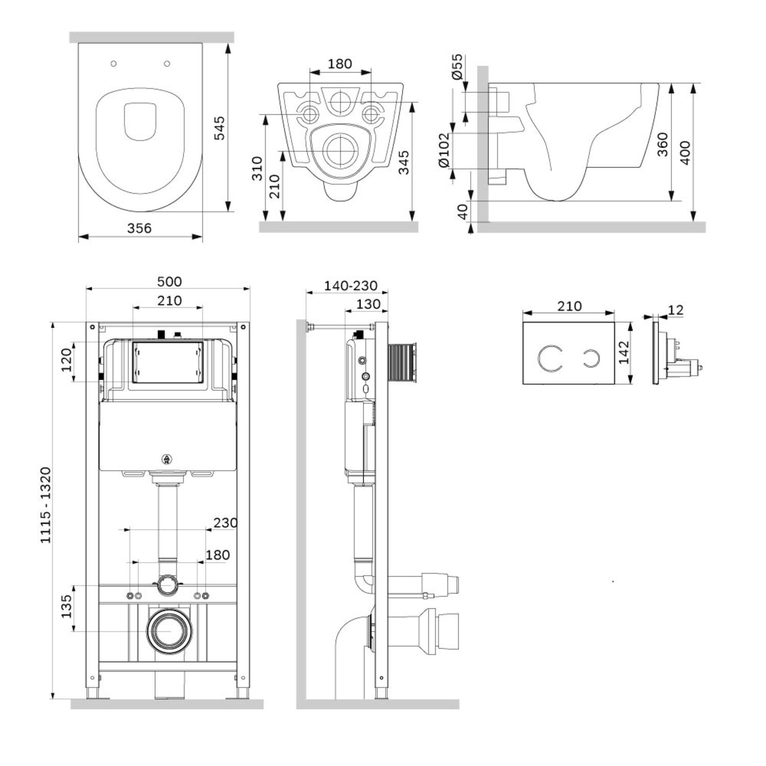 Комплект AM.PM IS450B38.8F1901: Инсталляция Pro + Кнопка Touchless Pro стекло черное + Унитаз Func Aquaspin C8F1901SC белый - фото 1