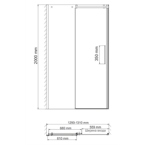 Душевая дверь WasserKRAFT Alme WasserSchutz 15R30 130x200, стекло прозрачное, профиль серебристый - фото 1