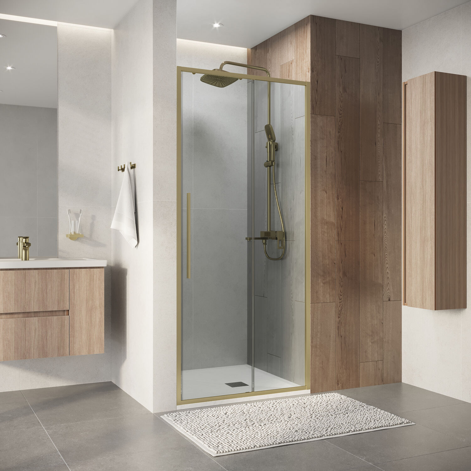 Душевая дверь Niagara Nova NG-44-9ASG 90x195, стекло прозрачное, профиль золото сатин