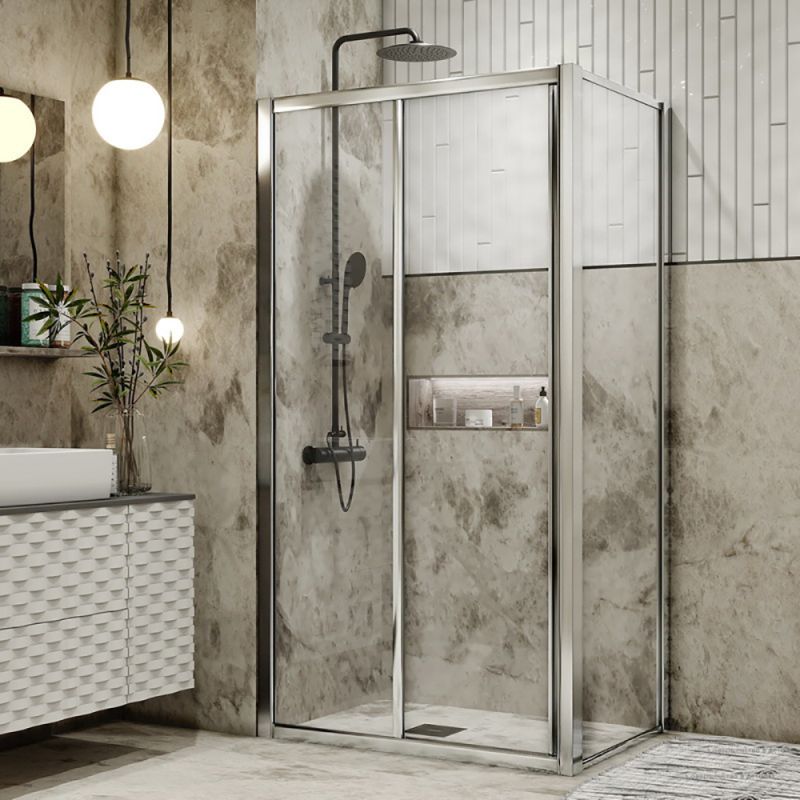Душевой уголок Grossman Alba GR-1280 120x80, стекло прозрачное, профиль хром
