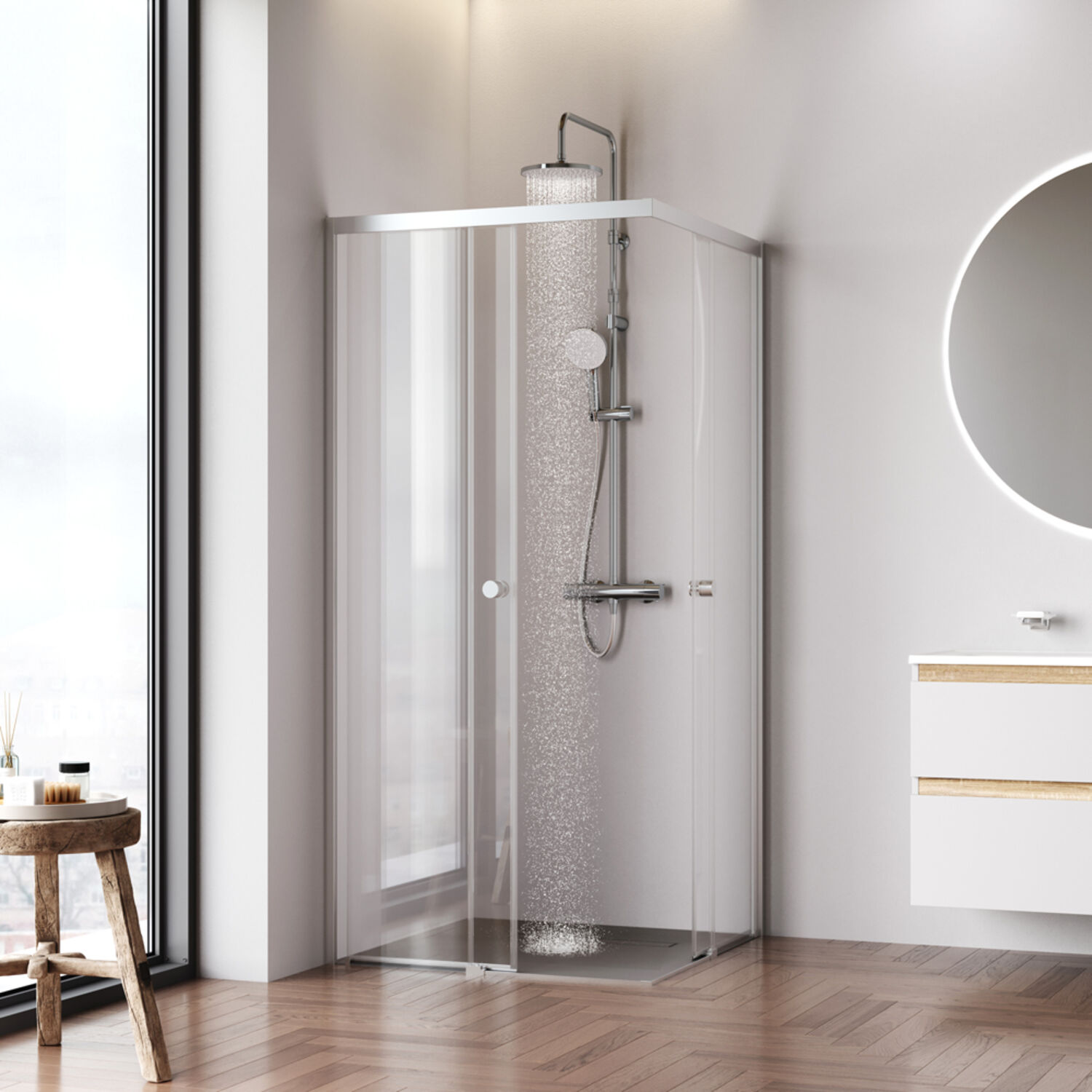 Душевой уголок AM.PM X-joy W94G-403-9090-МТ1К 90x90, стекло прозрачное, профиль хром матовый - фото 1