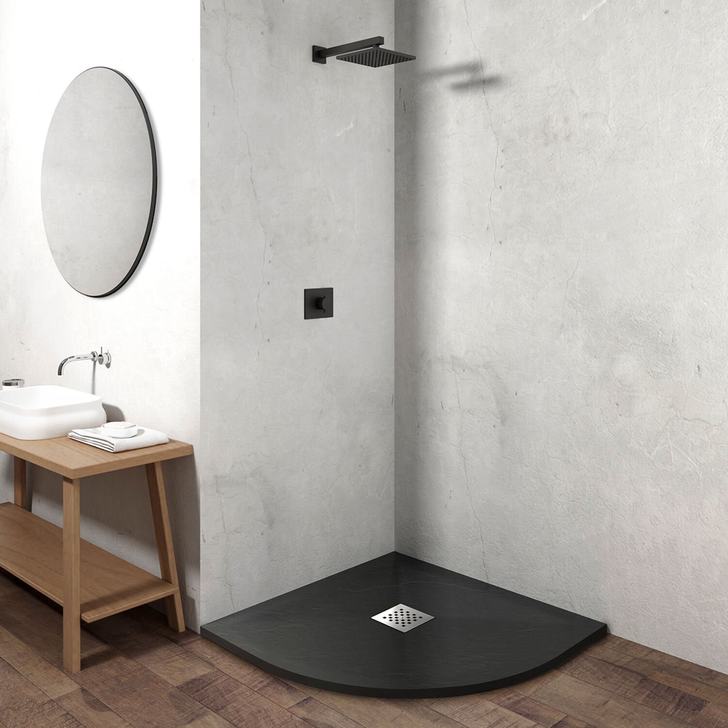 Поддон для душа Vincea VST-4SQ1010A 100x100, искусственный камень, цвет антрацит - фото 1