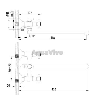 Смеситель Lemark Standard LM2112C для ванны - фото 1