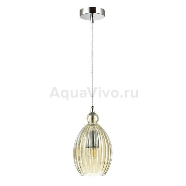 Подвесной светильник Odeon Light Storzo 4711/1, арматура  хром, плафон стекло коньячное, 15х120 см