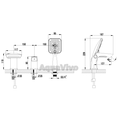 Смеситель Lemark Unit LM4545C для ванны - фото 1