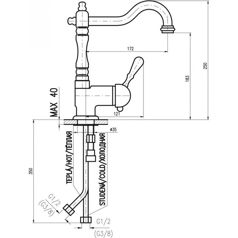 Смеситель Rav Slezak Labe L408.5/8SM для кухни / раковины, цвет бронза - фото 1