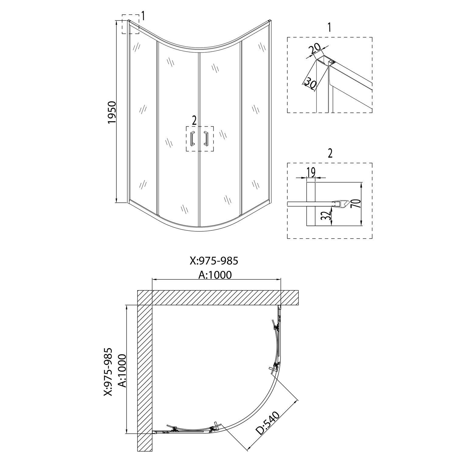 Душевой уголок Niagara Nova NG-6607-08 100x100, с поддоном, стекло прозрачное, профиль хром