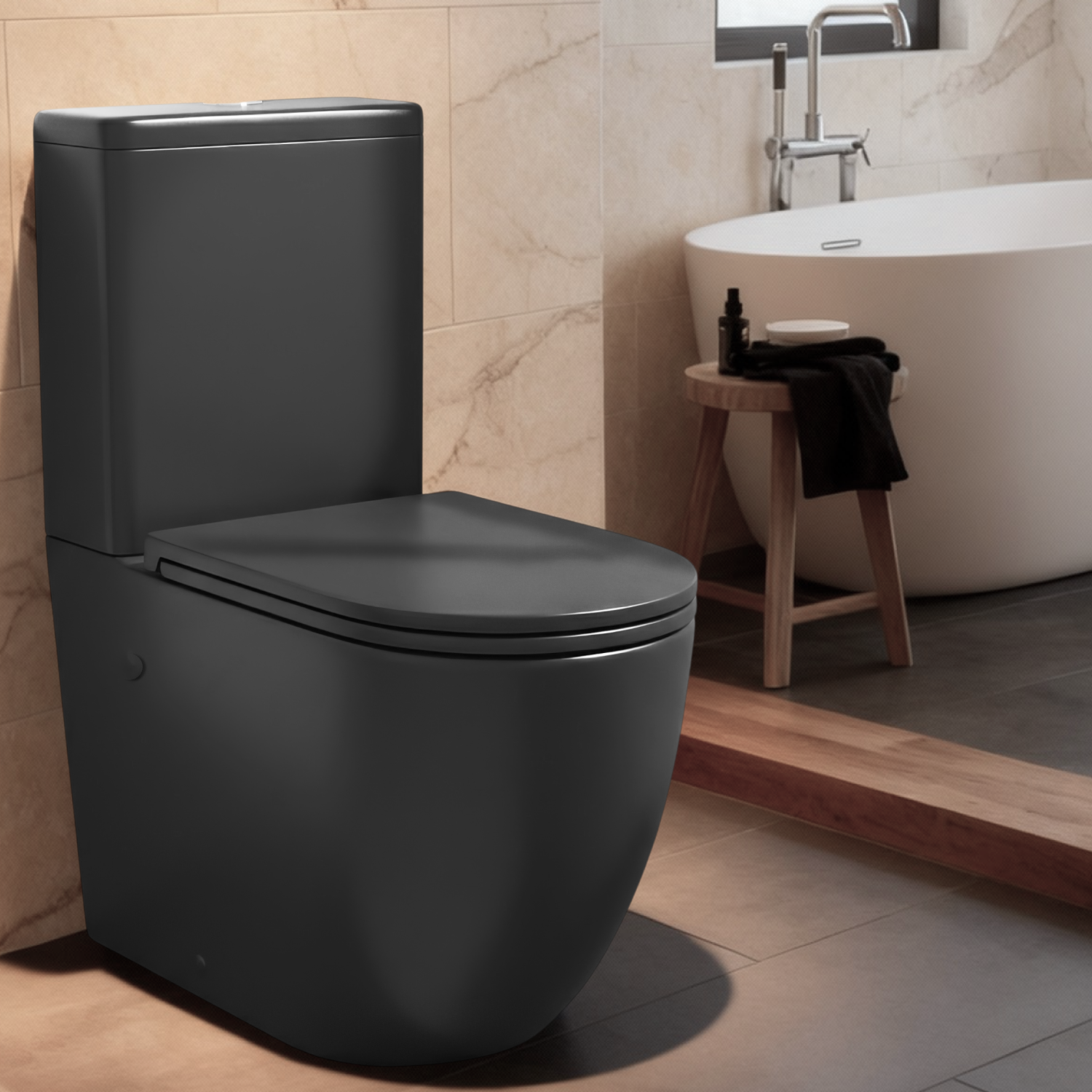 Унитаз напольный Joki Stella T JK0752031MB напольный, безободковый, смыв Торнадо, с сиденьем микролифт, цвет черный