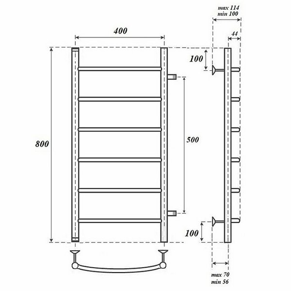 Полотенцесушитель Point П6 40x80 водяной, межосевое расстояние 50 см, цвет хром