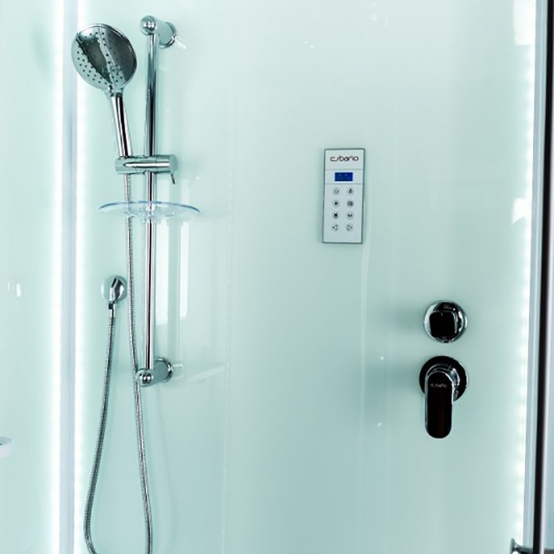 Душевая кабина Esbano Elegancia ES-L115СR Left 115х85, левая, стекло рифленое, профиль хром матовый, с крышей, с подсветкой