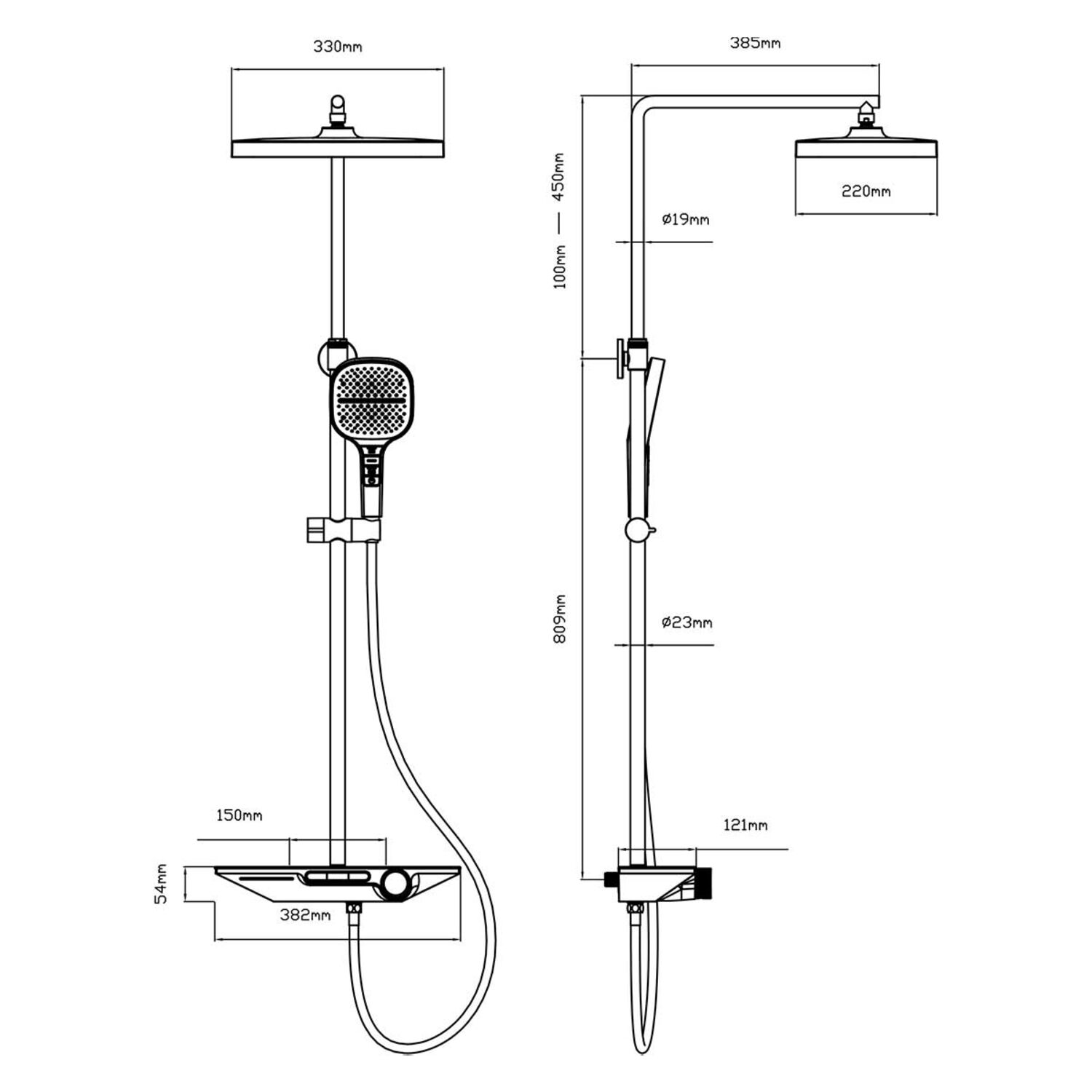 Душевая стойка Vincea VSFS-411GM, с верхним душем, смесителем, цвет вороненая сталь - фото 1