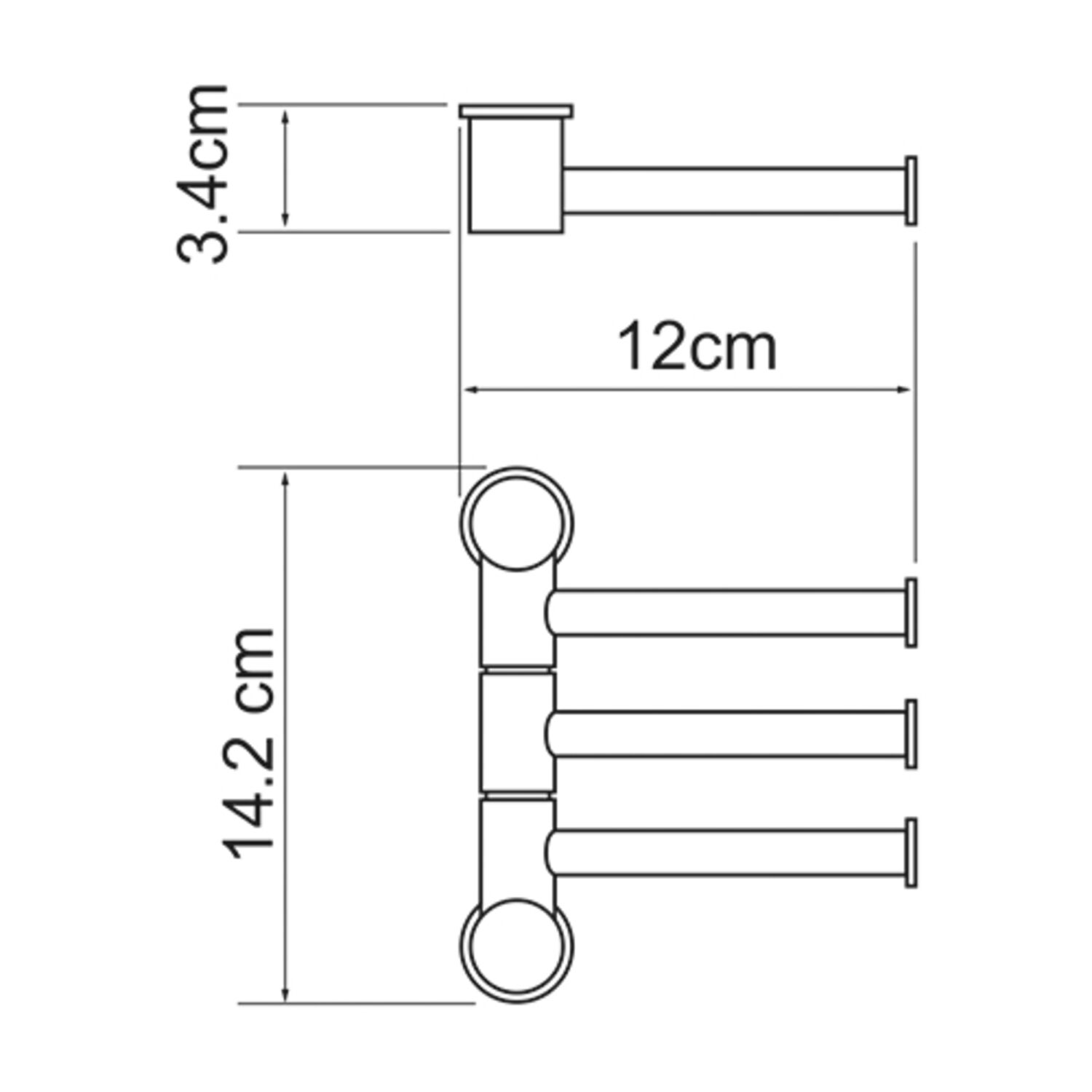 Полотенцедержатель WasserKRAFT K-1053GLOSS Black, тройной, цвет черный глянцевый