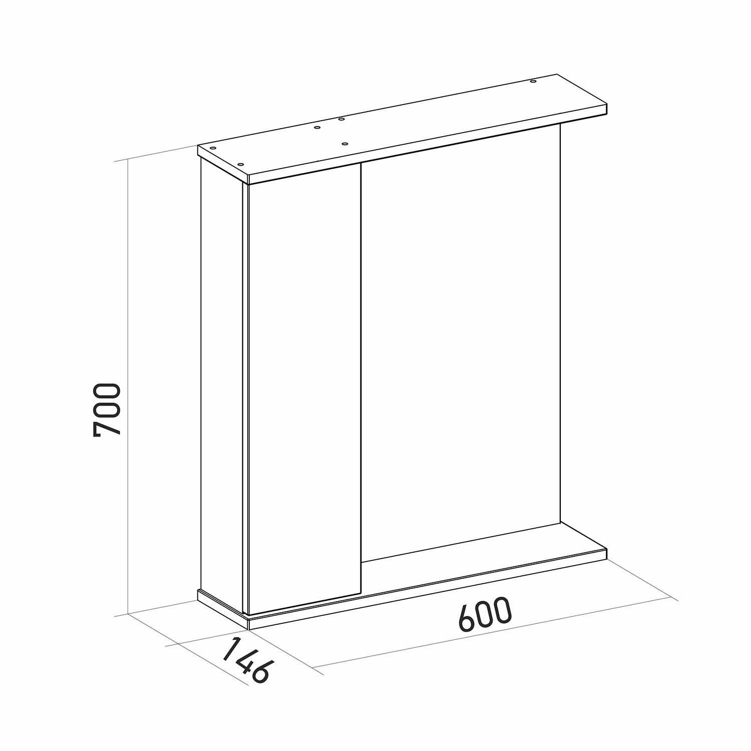 Шкаф-зеркало Mixline Лайн 60, левый, с подсветкой, цвет белый - фото 1