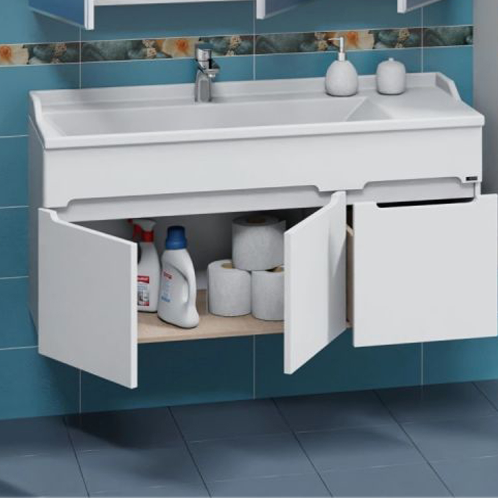 Тумба под раковину Санта Лондон 120 подвесная, цвет белый - фото 1